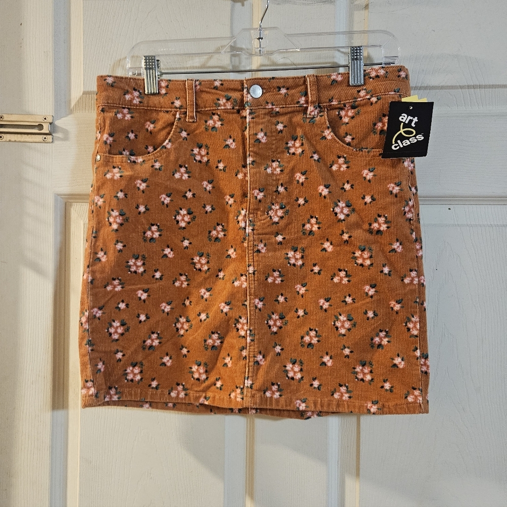 ART CLASS DUSK ORANGE FLORAL CORDUROY SKIRT: NEW WITH TAGS: SIZE XXL (18)